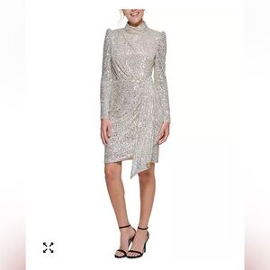 Eliza J Mock Neck Sequined Dress